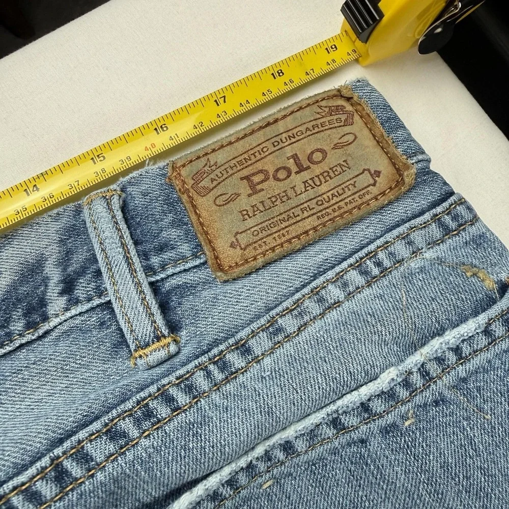 Polo Ralph Lauren Dungarees Jeans Mens 38x34 Blue Light Wash Straight Denim